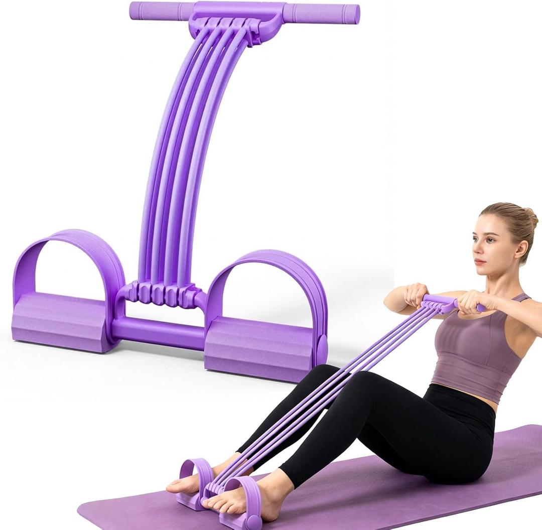 Upgraded 8-Tube Pedal Resistance Band with Handles, Elastic Sit Up Pull Rope for Abdomen, Waist, Arm, Leg Stretching, Multifunction Tension Rope Fitness Equipment, Home Yoga Slimming & Body Shaping