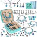 Charm Bracelet Making Kit, Kid Jewelry Making Kit for Girls 8-12, Unicorn Craft Kits for Teen Girls Toys Ages 3-10 Years Old Girl Gifts Trendy Stuff Birthday Christmas Gift with Initial Jewelry Box- J