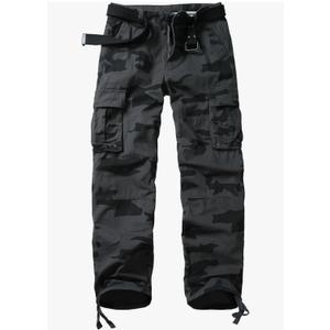 Men’s Cargo Pants Relaxed Fit Camo Work Pants Casual Tactical Hiking Pants with 6 Pockets No Belt, Size 42