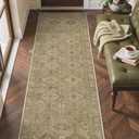 2x5 Runner Rug for Hallway Entryway Kitchen Rug Washable Runner Brown | Vintage Print Carpet, Low Pile Lightweight Rugs with Non Slip Backing for Home Office Dining Room