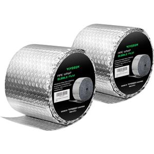 VIVOSUN 2-Pack Double Bubble Foil Insulation Roll, 6" x 25 ft Reflective HVAC Pipe & Duct Wrap, Weatherproof Thermal Insulation for Attics, Windows, Garages
