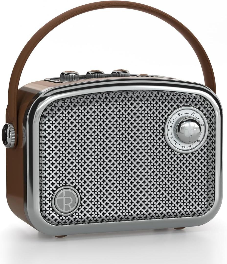 Portable Bluetooth Speaker Wireless Powerful Deep Bass Loud Stereo Sound Vintage Decor Cute Fashion Style Speakers with Subwoofer DSP Support TWS/USB/AUX for Home Desk Accessories Party Outdoor (Brown)