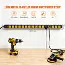 16 Outlets Long Metal Power Strip, 6FT 14AWG Cord