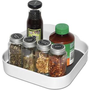 Semlos 9" Square Lazy Susan Turntable Cupboard Organizer for Corner Cabinet - Revolving Spice Rack for Kitchen Storage and Organization, Non-Slip Fridge Organiser