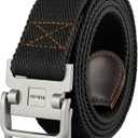 Plus Size 39-75'' Mens Belt Double Ring Canvas Web Fabric Belt Casual Work Tactical Black (67'' (waist 56-59))