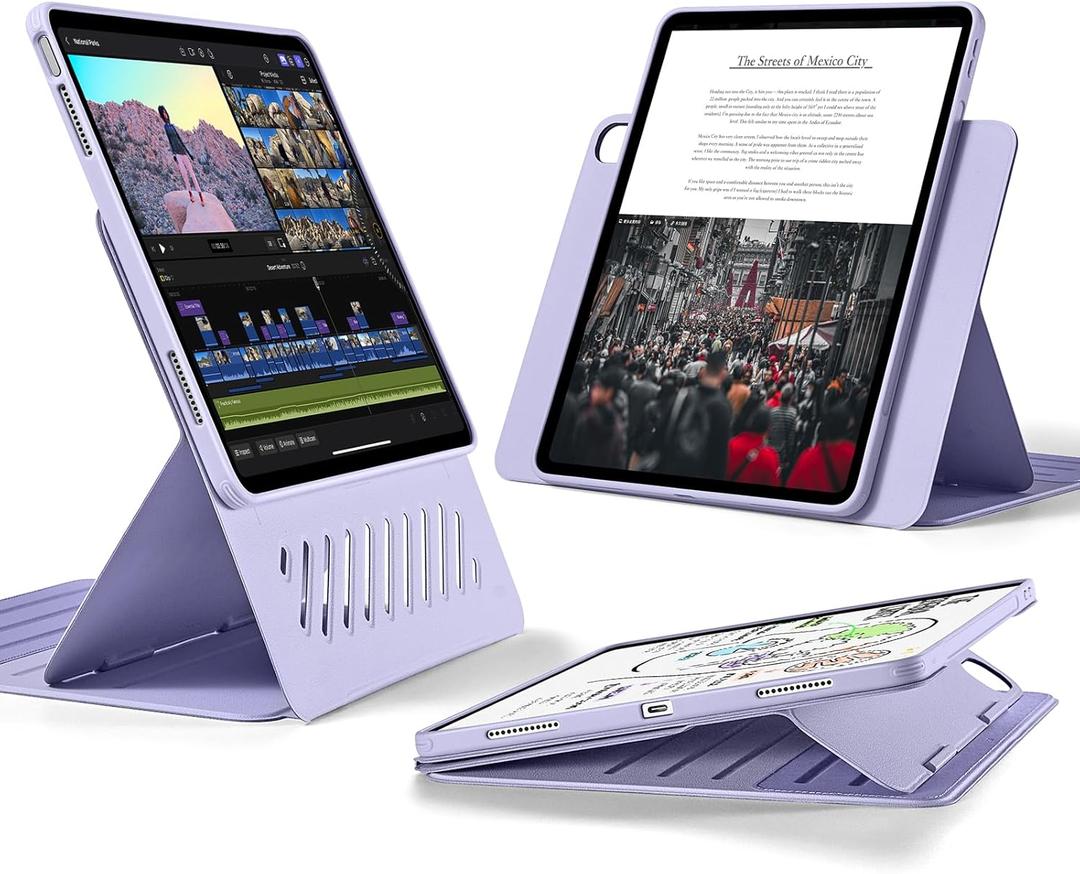 ESR for iPad Air 13 Inch Case (2025/2024) M3/M2, Removable Magnetic Cover, Adjustable Portrait/Landscape Stand with Raised Screen View, 9 Standing Angles, Shift Series, Light Purple