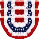 3 Pack 3x6 Feet 250 Anniversary USA Pleated Fan American Flags Bunting for Outside Heavy Duty Double Sided Fade Resistant Patriotic Decor Red White and Blue Half Fan Flags for 4th of July Memorial Day