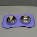 Hubulk Pet Dog Bowls 2 Stainless Steel Dog Bowl with No Spill Non-Skid Silicone Mat + Pet Food Scoop Water and Food Feeder Bowls for Feeding Small Medium Large Dogs Cats Puppies (Small, Purple)