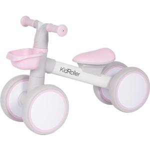 Kid's Balance Bikes for 1 Year Old Boys and Girls, 12-36 Months Toddler Ride-on with Adjustable Seat and a Front Basket, First Birthday Gifts (Pink)