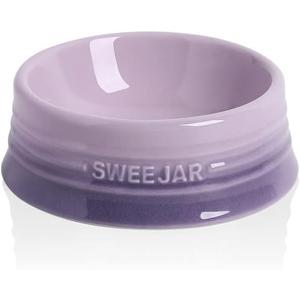 Sweejar Gradient Dog Bowl, Ceramic Dog Food Dish for Puppy and Kitten, Porcelain Pet Bowl for Food and Water 8 oz (Gradient Purple)