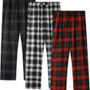 BAMBOO COOL Men's Pajama Bottoms Plaid Pajamas Pants for Men Soft Long Lounge Woven Pj Sleep Pant with Pockets (Black, M)