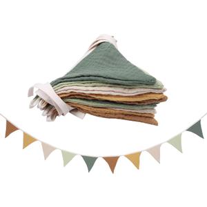 Pennant Banner Flags,Infant and toddler room decoration pennant,for Nursery Decor Baby Birthday Boho Wedding Shower Party Event (Colorful Green Banner)