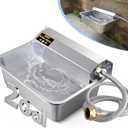 PETIMI Automatic Dog Water Dispenser, 2 Gallons 304 Stainless Steel Dog Water Bowl for Indoor/Outdoor, Large Water Bowl for Pets & Livestock, Anti Tip, Wide Mouth, Water Auto Fill, Fit GHT 3/4" Faucet