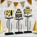 3 Pcs 60th Birthday Table Decorations Wooden Signs,Happy 60th Birthday Tiered Tray Decorations for men women Birthday Party Decor (60)