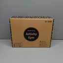 Blissful Diary Baby Play Gym & Activity Mat, 5 Developmental Zones Wooden Tummy Time Mat with 5 Detachable Sensory Toys for Motor Skills & Sensory Development, Baby Essentials Shower Gift (Gray Round)