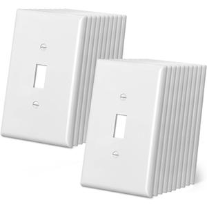 CML Jumbo Toggle Light Switch Wall Plate, 20 Pack Oversized Light Switch Covers, 1-Gang Large Switch Plate Cover, Over-Size 5.5" x 3.5", Unbreakable Polycarbonate, Gloss White, ETL Listed