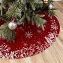 Christmas Tree Skirt Red 36 Inches, Red and White with Snowflake Pattern for Holiday Decor (Medium)