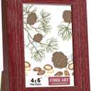 CORE ART 4x6 Picture Frame, Handmade Wood Rustic Red Photo Frame, High Definition Semi-tempered Glass Wall or Tabletop Display