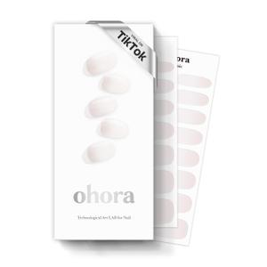 ohora Semi Cured Gel Nail Strips (N Veil) - White, Ombre, Works with Any UV/LED Lamps, Salon-Quality, Long Lasting, Easy to Apply & Remove - Includes 2 Prep Pads, Nail File & Wooden Stick