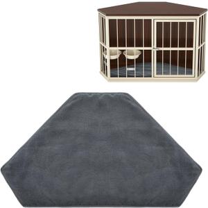 CroBlissful 42.5 x 23.8 Inch Dog Kennel Pad Furniture Crate Corner Washable Bed Large Dog Deluxe Crate Bed Pet Cage Sleeping Mat Soft Indoor Pet Corner Side Table(Only Mat)(Gray,Plush)
