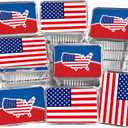 20 Pieces American Flag Foil Containers with Lids,Patriotic Rectangular Treat Foil Containers, Disposable Food Storage Pan for 4th of July Party Decorations Independence Day Decorations Party Supplies