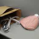 KKTONER Rolling Saddle Stool PU Leather Swivel Adjustable Rolling Stool with Wheels Salon Chair (Pink)