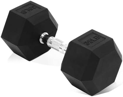 Fitvids Hex Dumbbells Rubber Coated Hand Weights for Exercises and Fitness, Single​s, 35LB