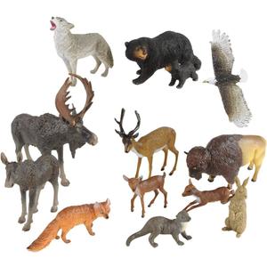 Kaplan Early Learning North American Wildlife Set - 13 Piece Realistic Animal Figurines Playset for Kids 3+
