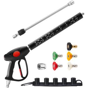 M MINGLE Swivel Pressure Washer Gun, 40 Inch Power Washer Wand with 3/8" Quick Connect, 4000 PSI High Pressure Spray Gun for Car Wash, 5 Nozzle Tips