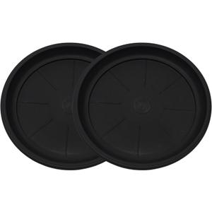 13" Heavy Duty Tray/Saucer (2 Pack) Country Look, Pot/Planter Base for Indoor/Outdoor Decor Use. Long Lasting, Reusable Light Weight (13 inches, Black)