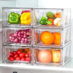 Clemate 6Pack Pantry Organizers and Storage,Clear Stackable Kitchen Storage Organizer,Foods Organizer Bins with Handles, Easily Assemble for Bathroom, Kitchen, Refrigerator, Pantry, Cabinet, Closet