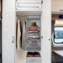 punemi 3-Shelf Hanging Closet Organizer, 2 Pack Closet Hanging Organizer with Drawers, Foldable Hanging Closet Shelves for Rv, Camper, Locker, 22.8" D x 11" W x 11" H, Grey