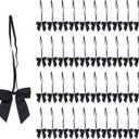 Meseey 50 Pcs 5 Inch Stretch Elastic Loops with Pre-Tied Black Ribbon Bows for Gift Wrapping,Baby Showers, Weddings, Christmas Boxes (5", Black)
