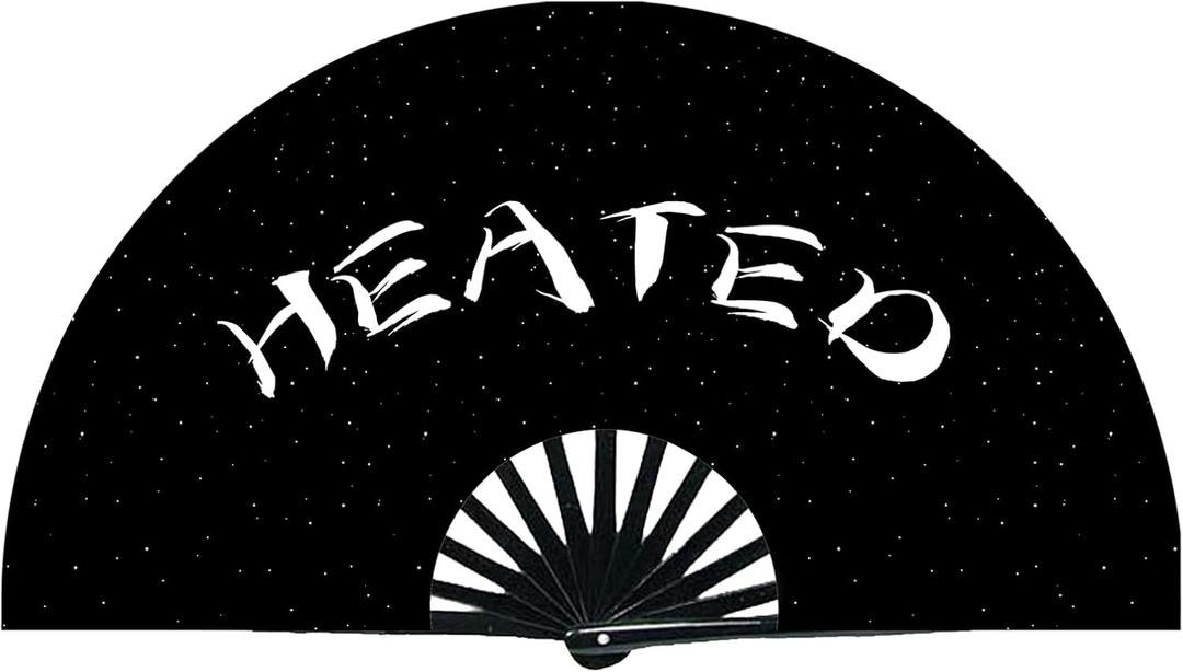 TUYUU Boots on the Ground Hand Fan - Popping Clack Fans for Line Dancing Large Folding Rave Fans Heavy Duty Nylon Foldable Handheld Fan for Festival Party Kung Fu Tai Chi Performance, Black