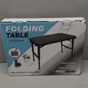 Folding Table and Stool, Small, Black, 4 Foot Outdoor Portable Table, Adjustable Height, Camping, Picnic, RV Table, 55lbs Load-Bearing, Lightweight