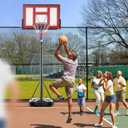DUMOS 10FT Adjustable Height Portable Basketball Hoop Outdoor for Adult, 44 Inch Shatterproof Backboard w/Shock Absorbent Rim, Fillable Base, 2 Wheels for Swimming Pool/Indoor