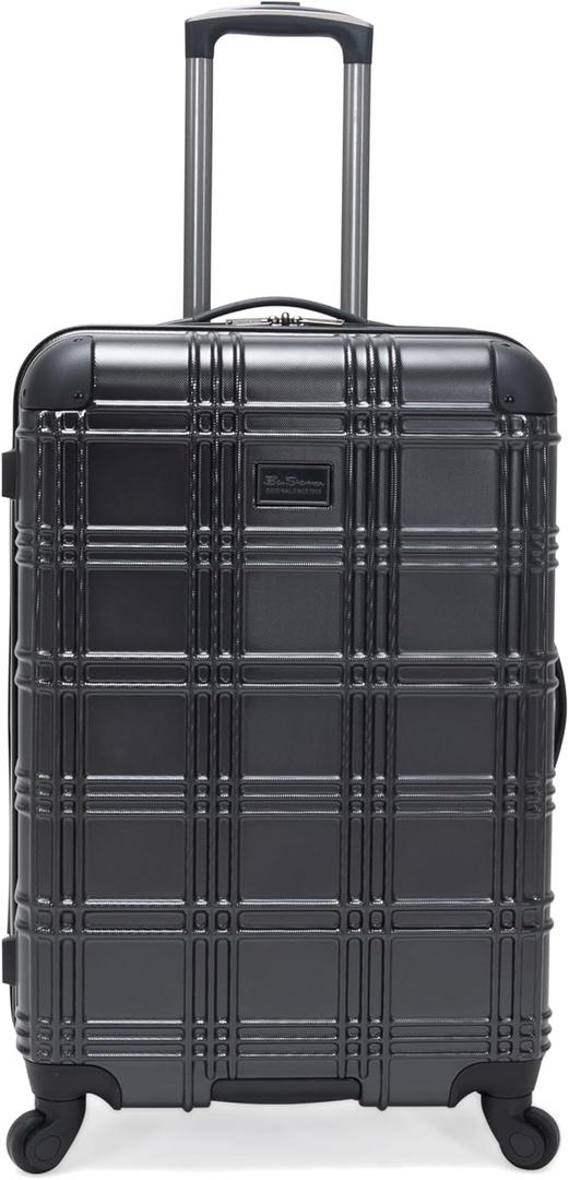 Ben Sherman Nottingham Lightweight Hardside 4-Wheel Spinner Travel Luggage, Charcoal, 24-Inch Checked