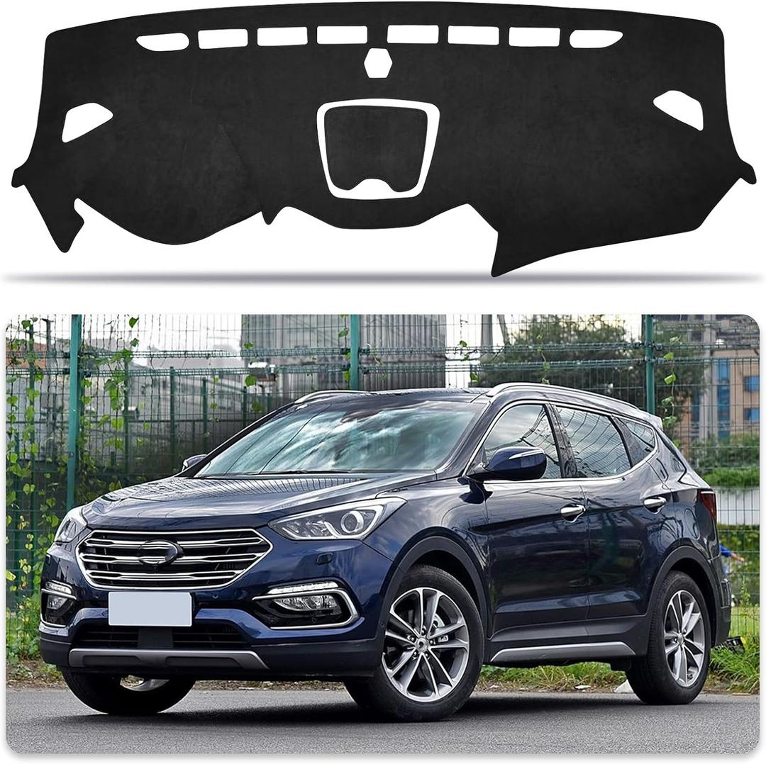 Dash Cover for Hyundai Santa Fe 2013-2018, Non-Slip Car Dashboard Cover Carpet Blocks UV Rays Protector Internal Accessories