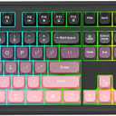 Wireless Keyboard and Mouse Combo, RGB Backlit Rechargeable 2000 mAh Battery, Wireless Computer Keyboards, Tri-Mode Bluetooth/2.4GHz/USB-C Custom Creamy Keyboard, RGB Backlit Media Knob (White-Pink)