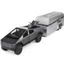 Toy Car 2 Truck with ATV MotorcycleAlloy Diacast Race Car Steel Vehicles with Sound and Light Effect Pull Back Static Model Ideal Gift for 3+