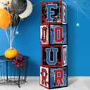 Feifeiya 4 Pcs Spider 4th Birthday Decoration Spider Theme Balloon Boxes One Baby Letter Box Theme One Blocks for Boy Fourth Birthday Party Decoration Backdrop Photoshoot Props