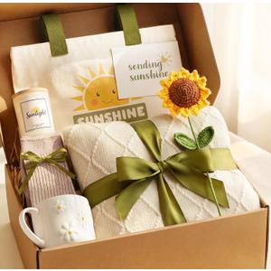 Sunshine Gifts for Women - Hello Sunshine Gift Sunflower Box for Women Best Friends - Thinking of You Self Care Get Well Soon Gift Baskets for Woman -Care Package Birthday Gift Boxes for Female, Mom