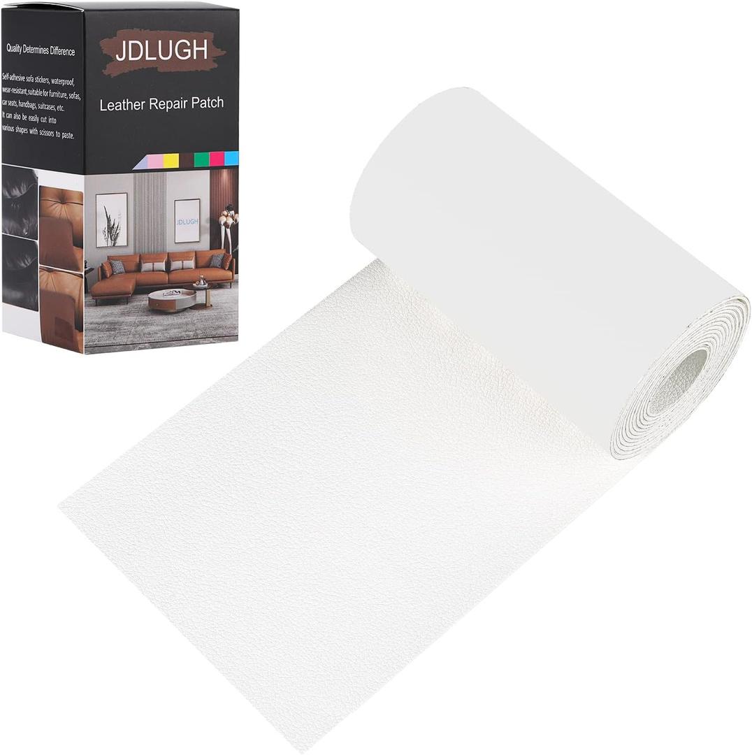 Sofa Leather Repair Patch Tape 3.5x60 Inch Large Self Adhesive Leather Sofa, Car Seat, Leather Furniture, Vinyl Repair Patch Kit (3.5x60 Inch, White)