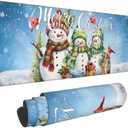 Merry Christmas Xmas Tree Winter Snowman Cardinal Gaming Keyboard Mouse Pad Mousepad Desk Mat Huge Extended XL Rubber Sole for Home Office 31.5"X 11.8"