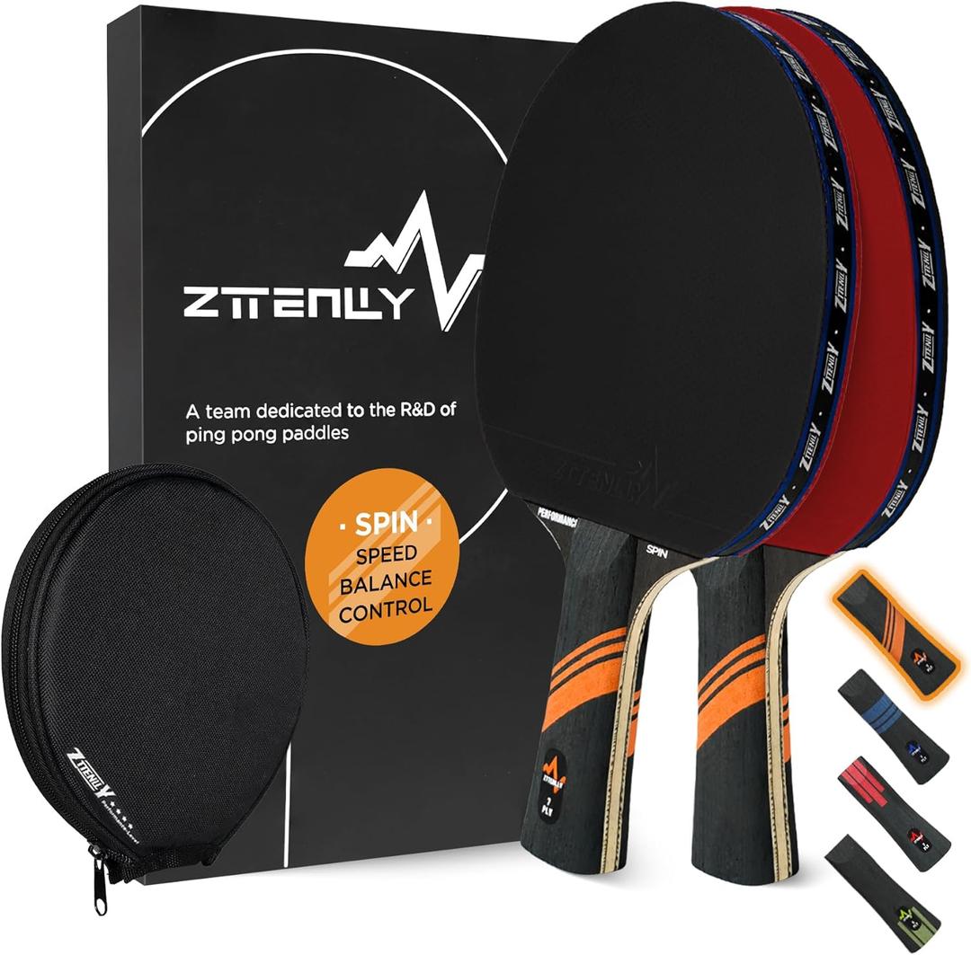 Ping Pong Paddle with Carbon Technology | Performance-Series,7-ply Finest Blade, Expert Speed/Edge/Balance, Thicker Protector Case | Table Tennis Racket for Professional