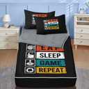 Nesker Twin Zipper Bedding, Black Gaming Zipper Bedding Sets for Boys, 3pcs All-in-one, Video Gamer Game-Themed Kids Comforter Set with Fitted Sheet and 1 Pillowcase