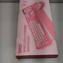 Wireless Keyboard and Mouse Combo, Typewriter Keyboard with Magnetic Wrist Rest, Full-Size Retro Round Keycaps, Smart-Sleep, 2.4GHz Stable Connection for Mac/Windows/PC, Trueque(Blush Pink)