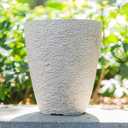 10 inch Garden Planter Lightweight Indoor Outdoor Pots with Drainage Hole for Potted Plants Flowers Greenery, Set of 2 (Beige Grain Texture)
