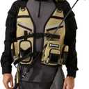 Wading Hands Free Fishing Vest for Lure, Adjustable Straps (Tan) | Built in Rod Holder, Tackle Box Pocket, 3 Heavy Duty D Rings for Landing Net, Gripper and Plier, High Water Resistant Pockets