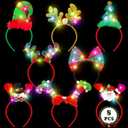 Lighting Up Christmas Headbands, Reindeer Antler Santa Hat Bow Hair Hoop for Xmas Party Favors Decorations